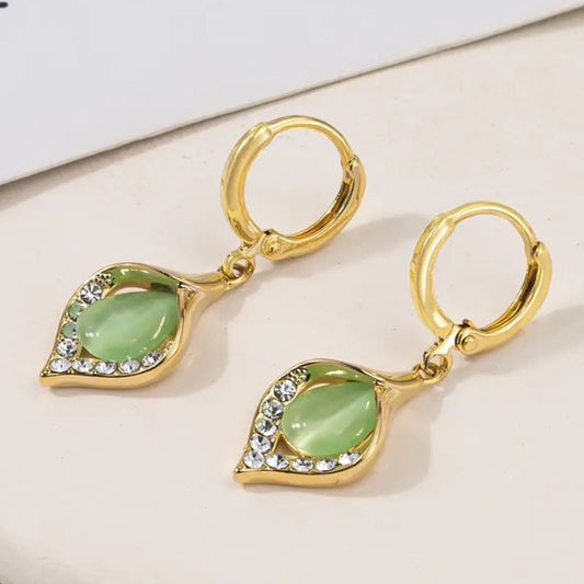 Exquisite Opal Earrings Women's Luxury Water Drop Shape Gems Earrings