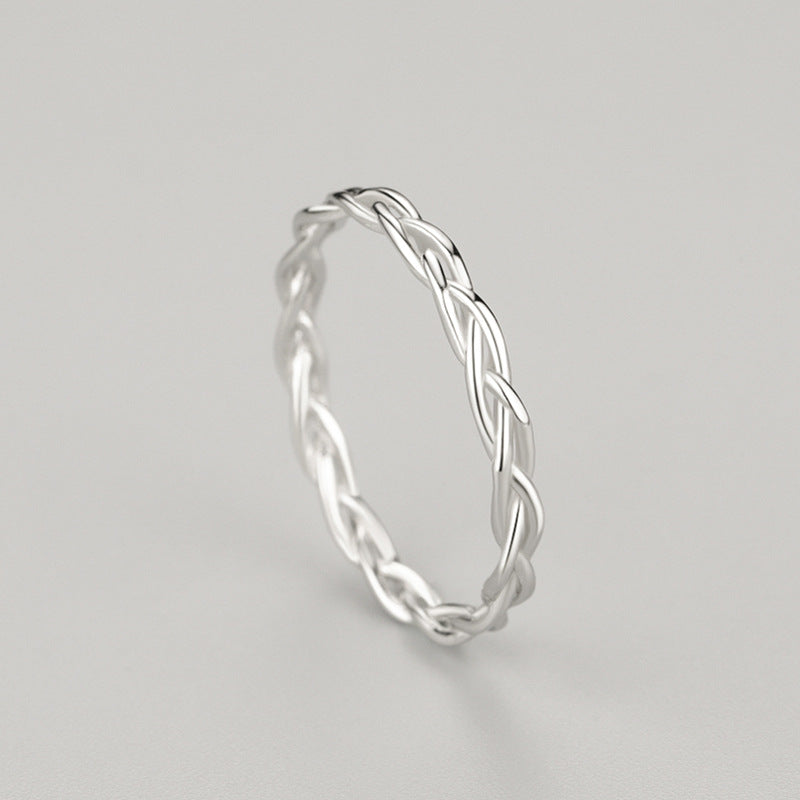 925 Sterling Silver Ring Cute Braiding Design Match