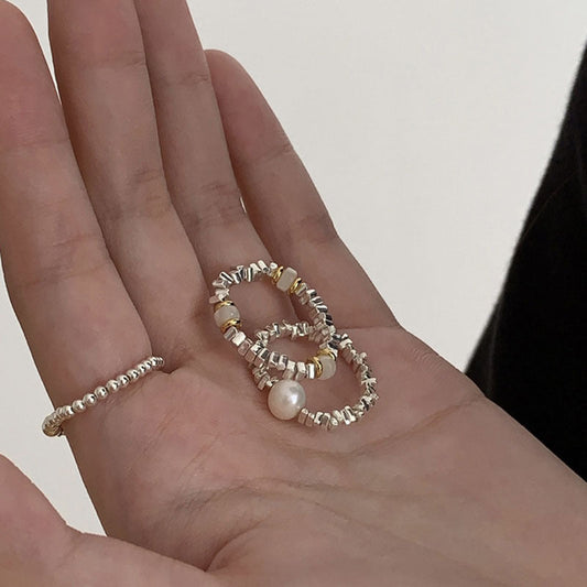 Pearl Original Stone Silver Bead Ring