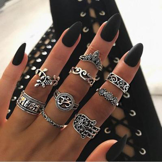 Elephant Flower Hollow Out Sliver Knuckle Rings